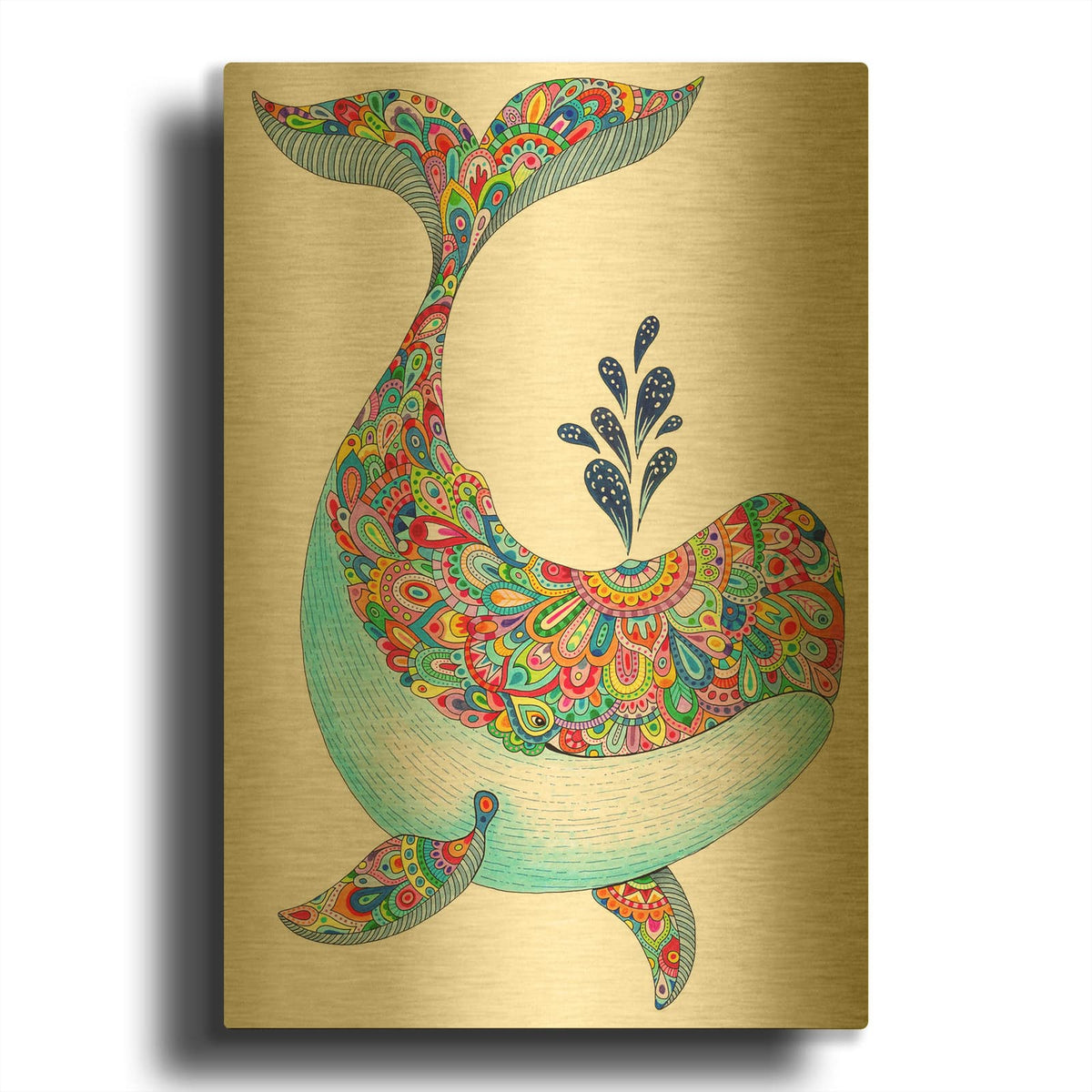 'Happy Whale' By Hello Angel Gold Metal Wall Art