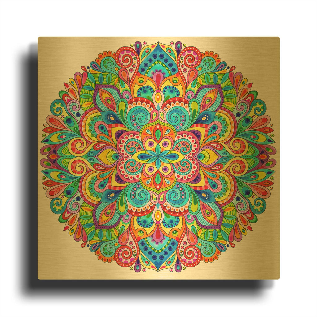 'Hard Candy Mandala' By Hello Angel Gold Metal Wall Art