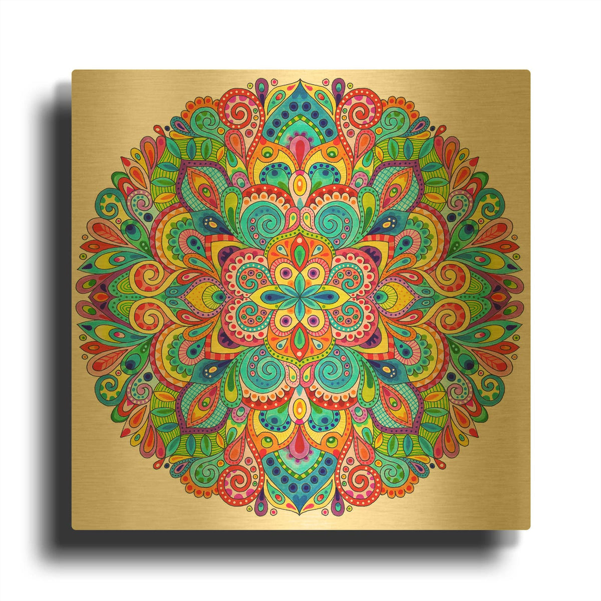 'Hard Candy Mandala' By Hello Angel Gold Metal Wall Art