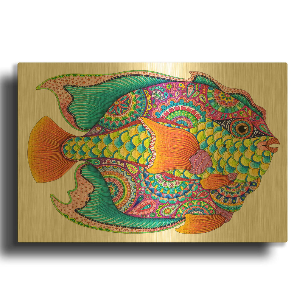 'Tropical Wonderfish' By Hello Angel Gold Metal Wall Art