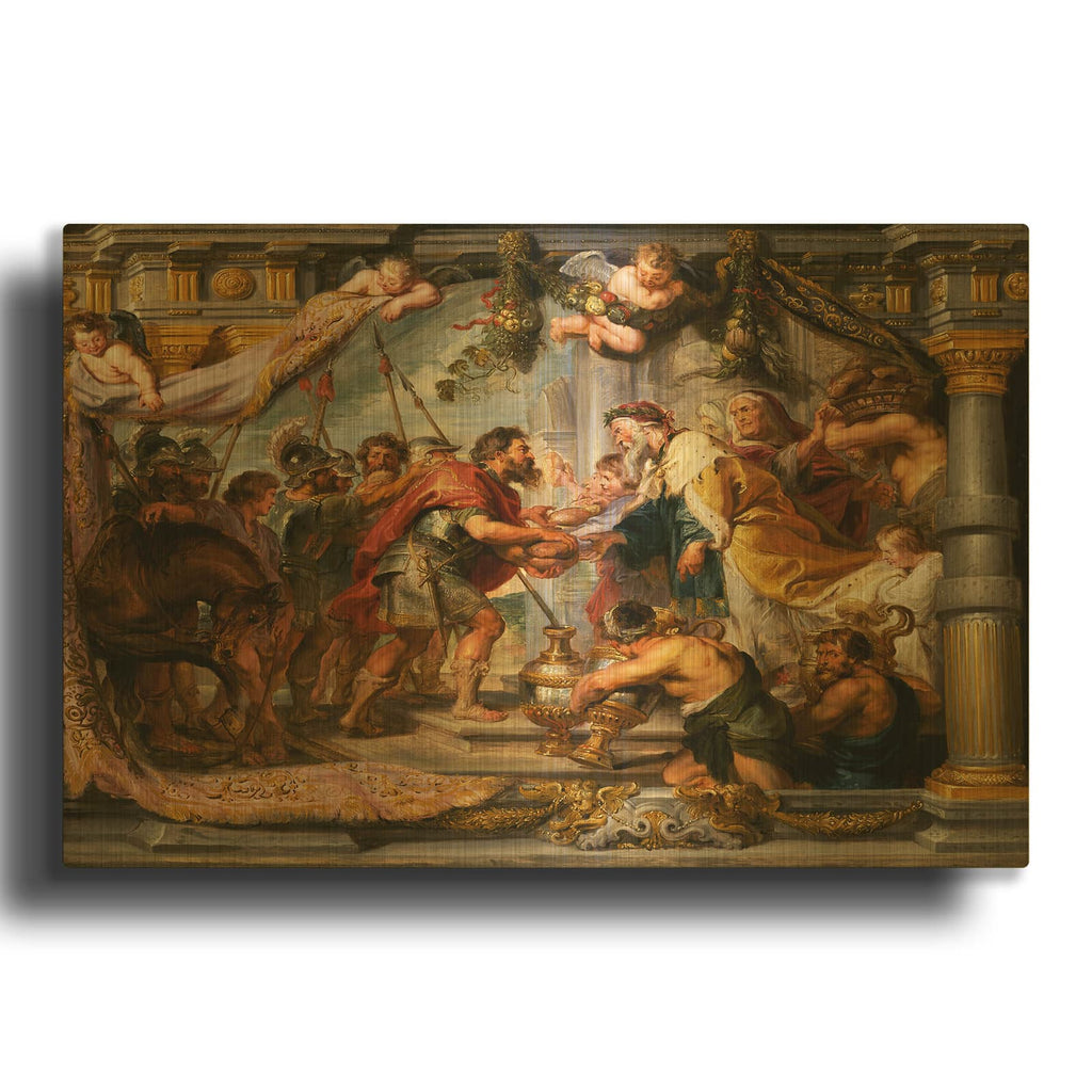 'The Meeting of David and Abigail' By Peter Paul Rubens Gold Metal Wall Art