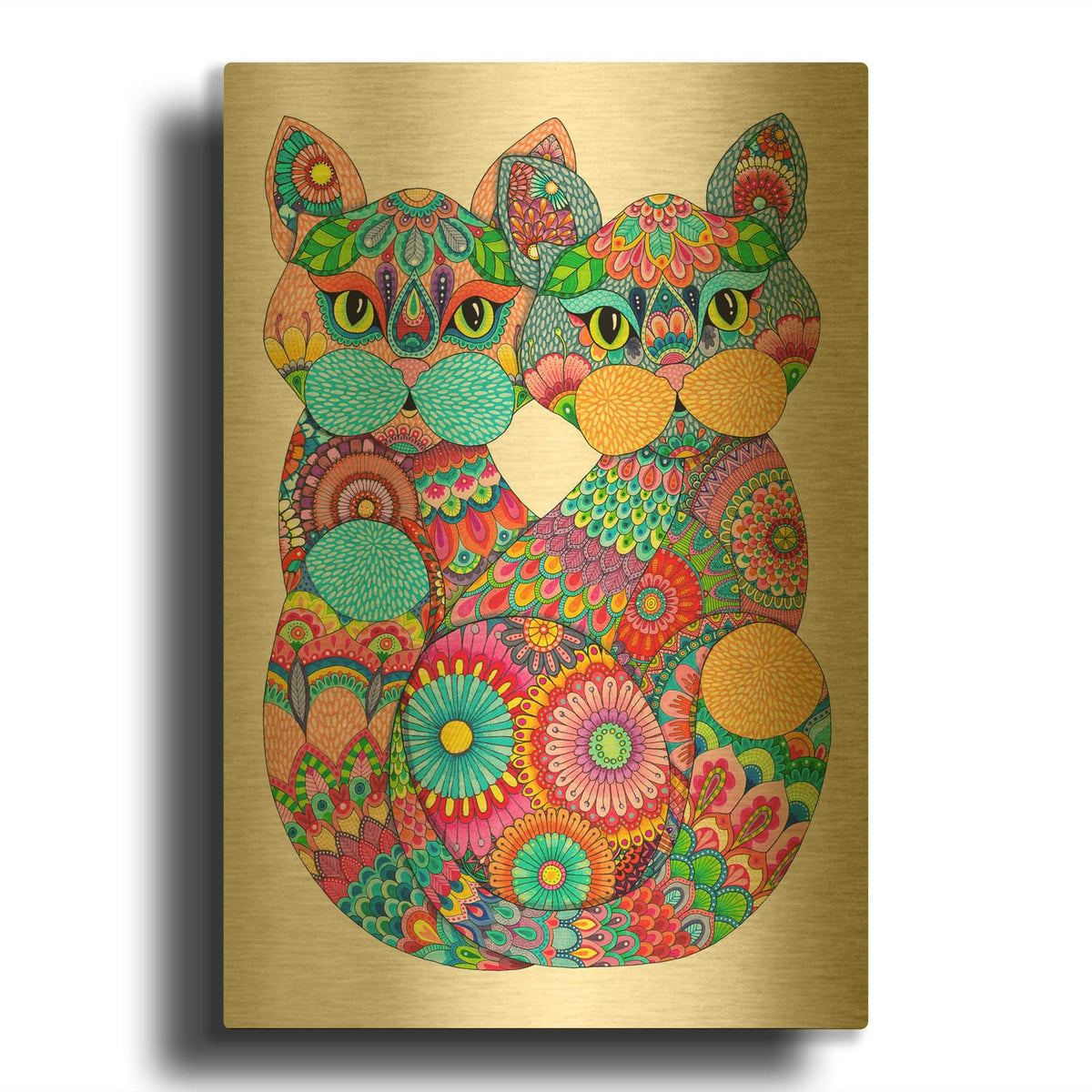 'Siamese Kitties' By Hello Angel Gold Metal Wall Art