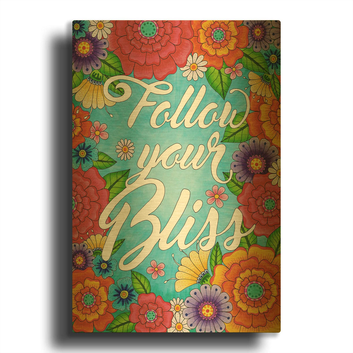 'Follow Your Bliss Spring' By Hello Angel Gold Metal Wall Art
