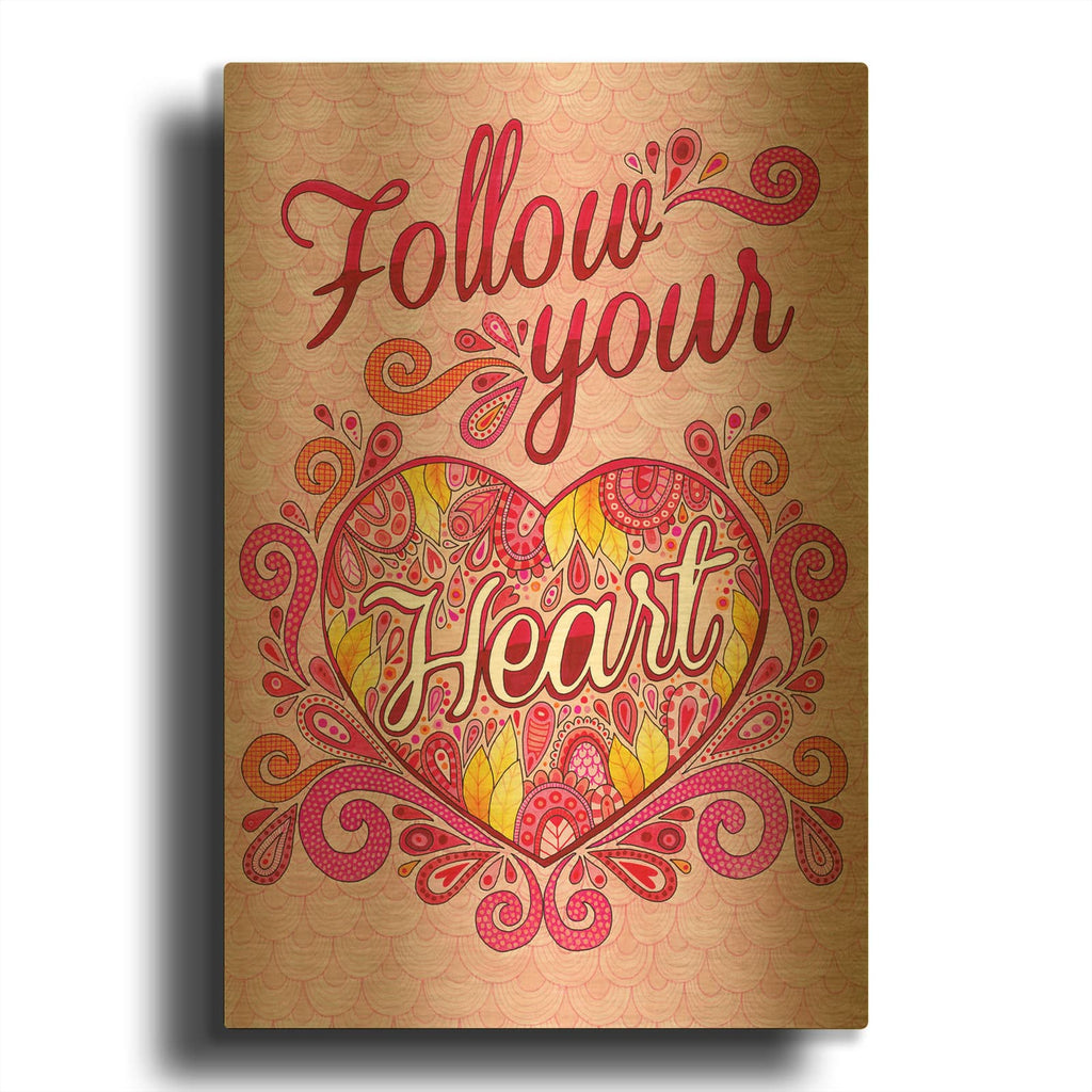 'Follow Your Heart' By Hello Angel Gold Metal Wall Art