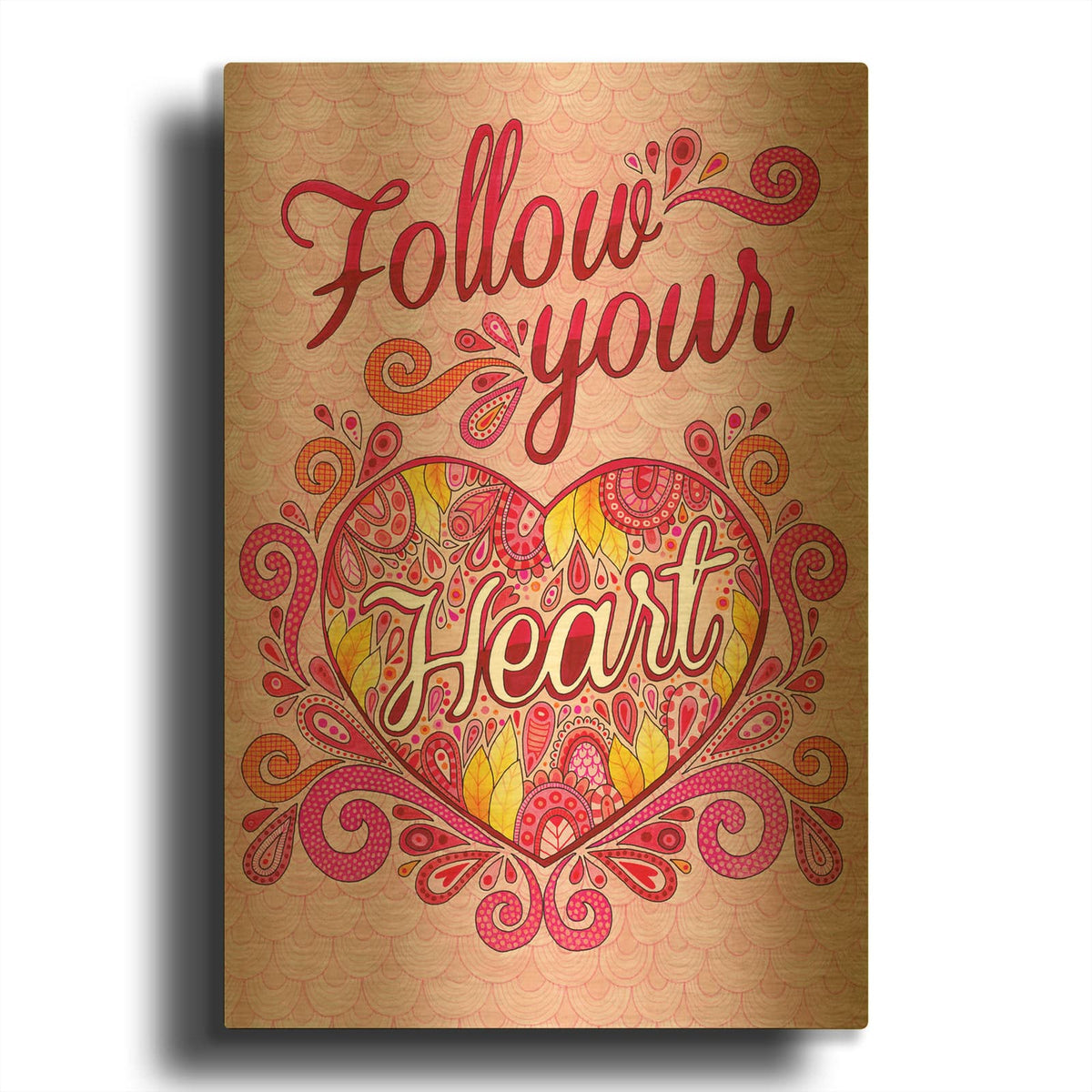 'Follow Your Heart' By Hello Angel Gold Metal Wall Art