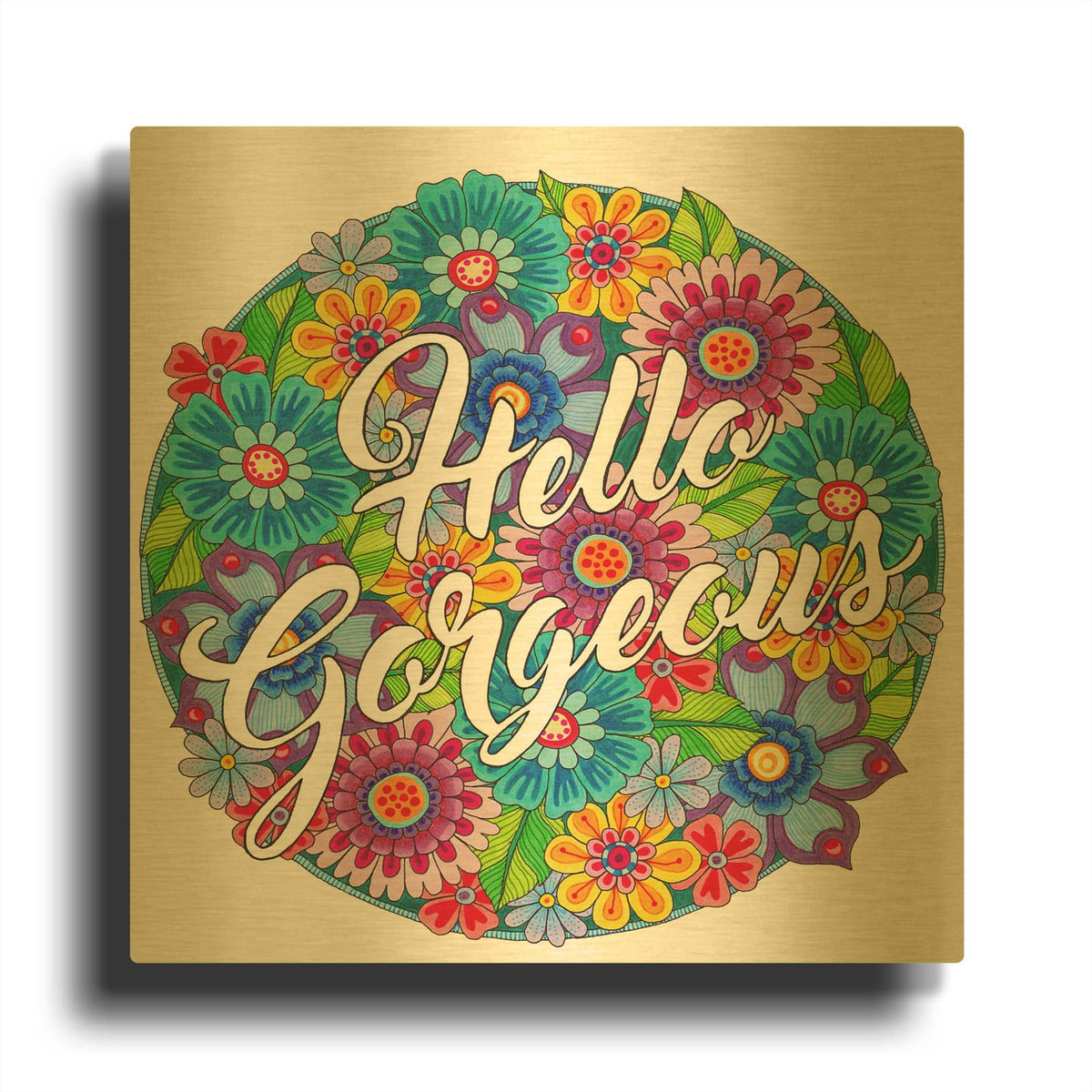 'Hello Gorgeous' By Hello Angel Gold Metal Wall Art