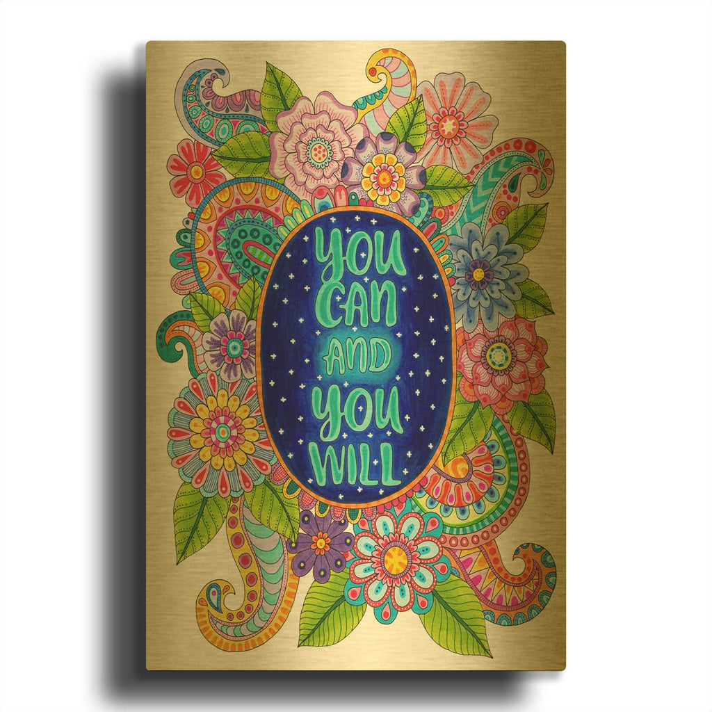 'You Can And You Will' By Hello Angel Gold Metal Wall Art