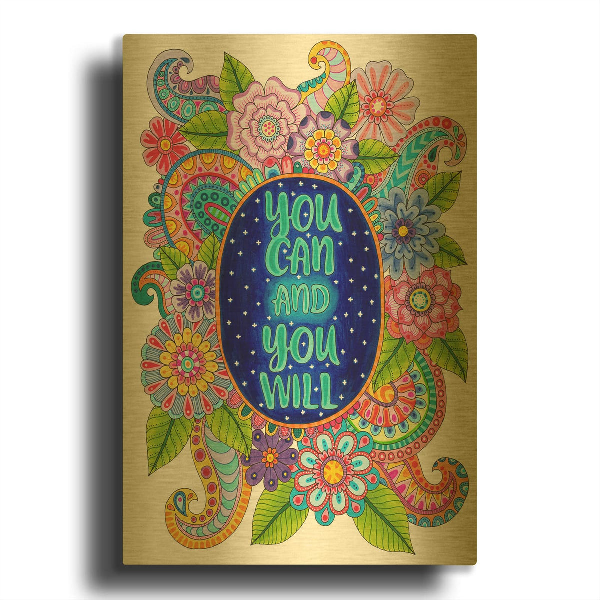 'You Can And You Will' By Hello Angel Gold Metal Wall Art