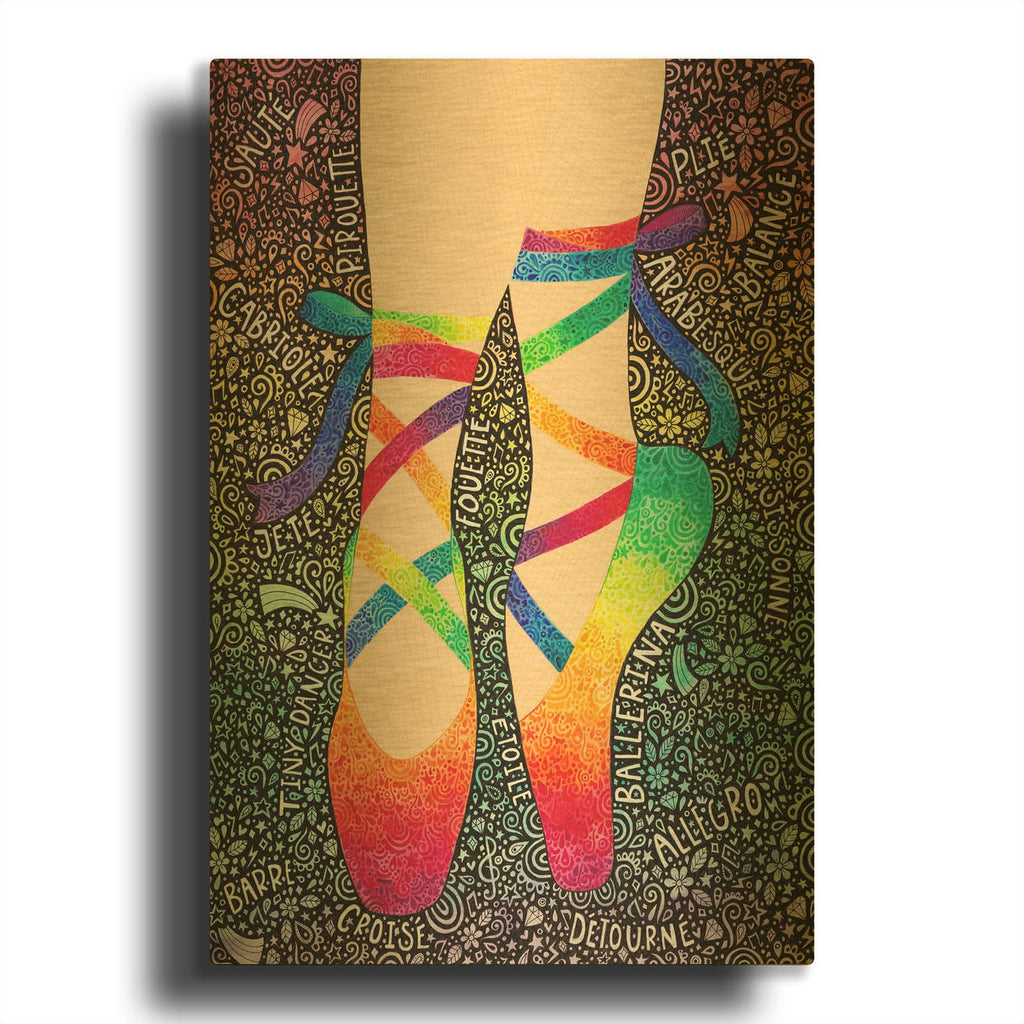 'Rainbow Ballet Slippers' By Hello Angel Gold Metal Wall Art