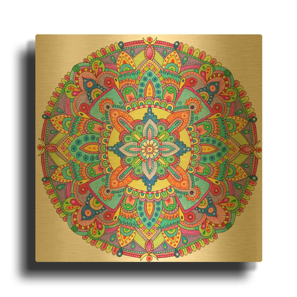 'Colour Boom Mandala - Color' By Hello Angel Gold Metal Wall Art