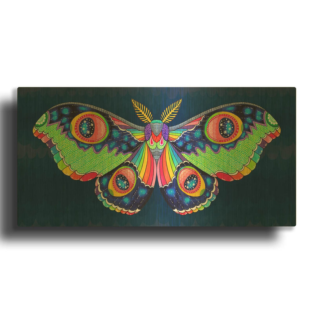 'Midnight Rainbow Moth' By Hello Angel Gold Metal Wall Art