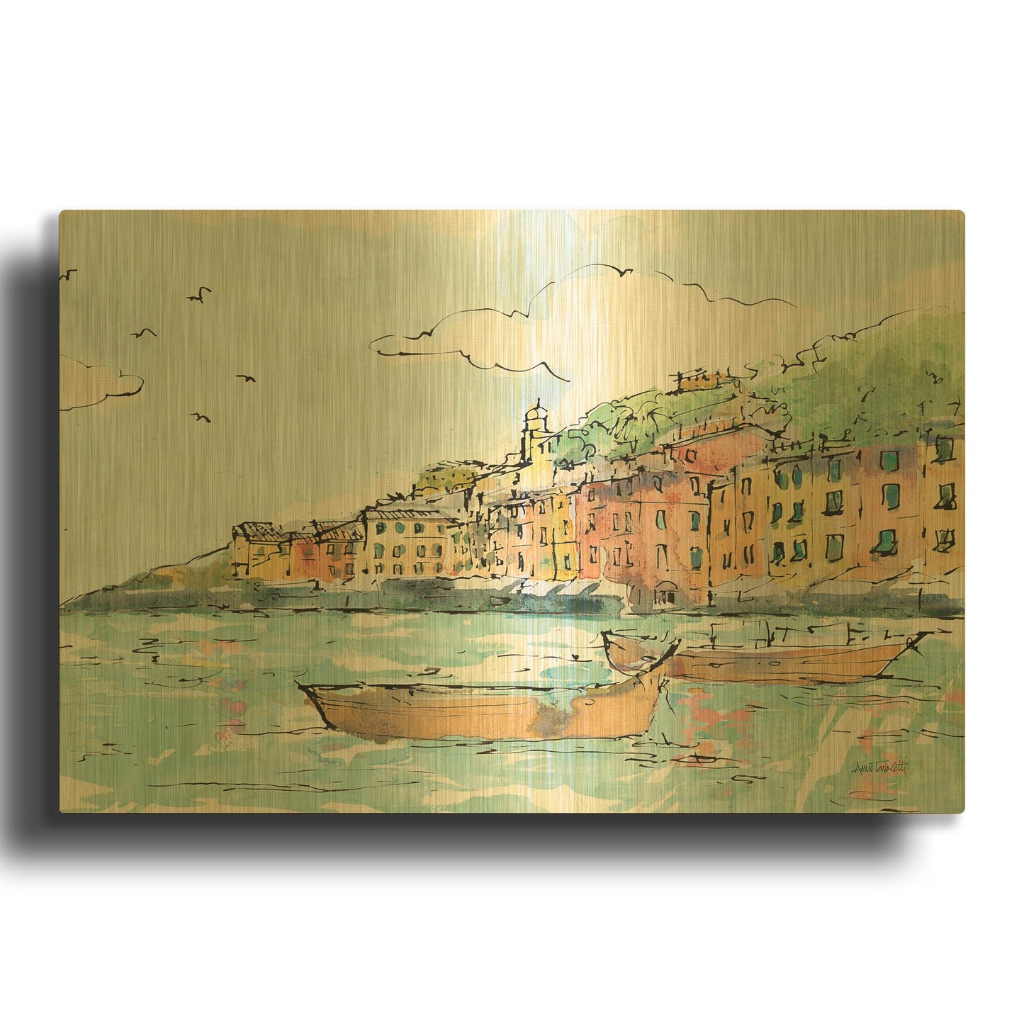 'Portofino I' By Anne Tavoletti Gold Metal Wall Art