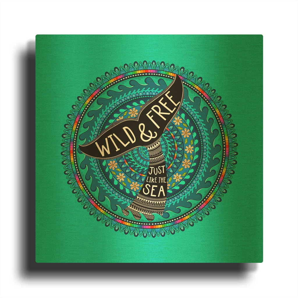 'Wild And Free Whale Mandala' By Hello Angel Gold Metal Wall Art