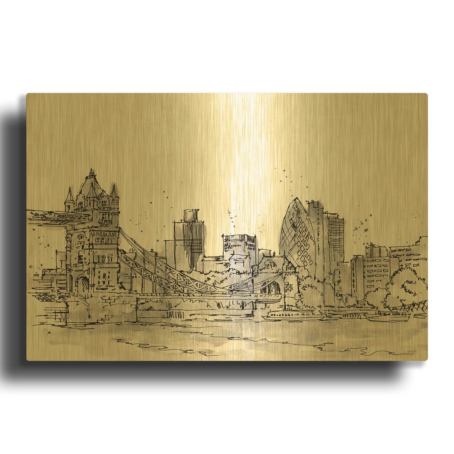 'Skyline Sketches IV' By Anne Tavoletti Gold Metal Wall Art