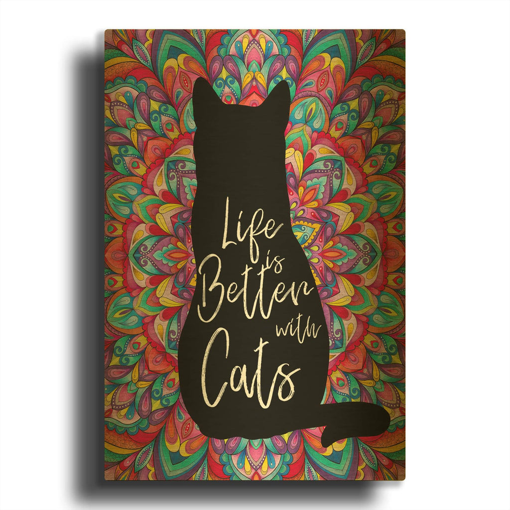 'Better With Cats' By Hello Angel Gold Metal Wall Art