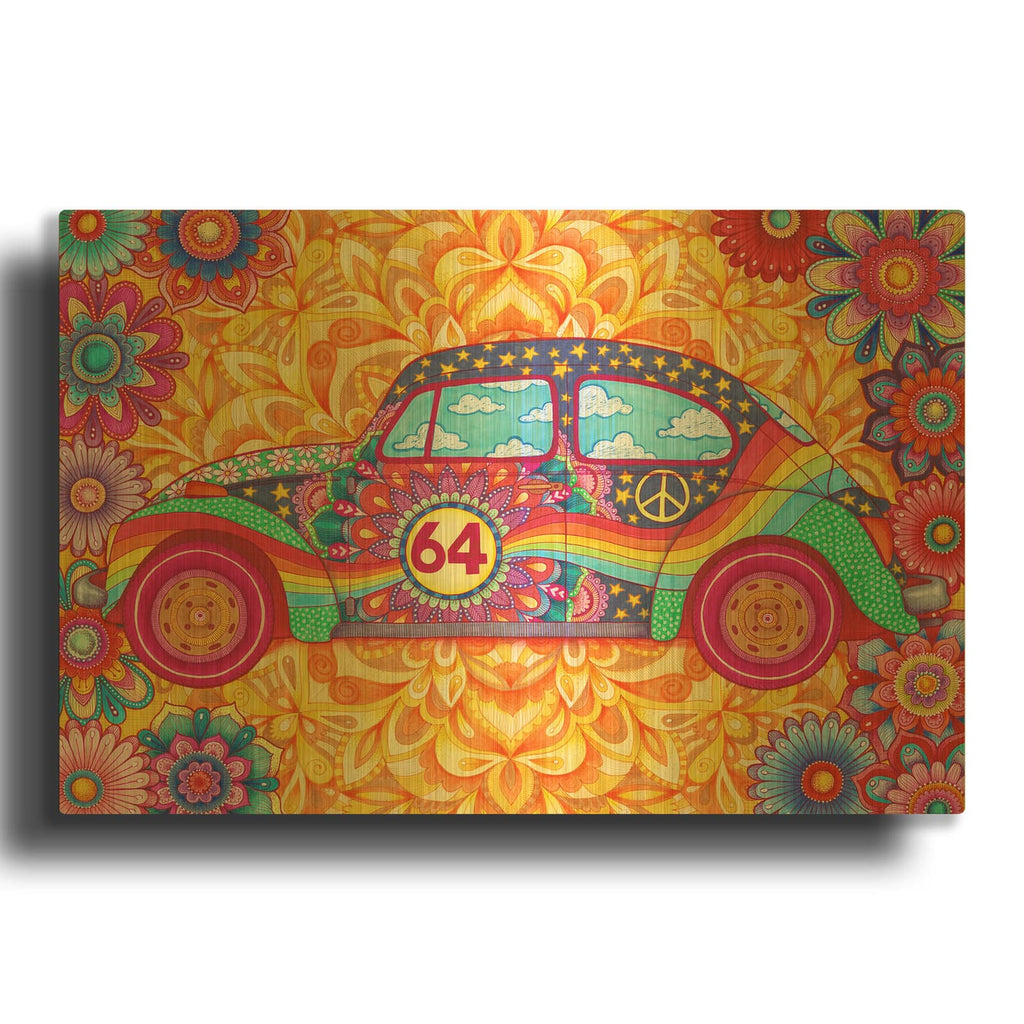 'Happy Hippiewagen' By Hello Angel Gold Metal Wall Art