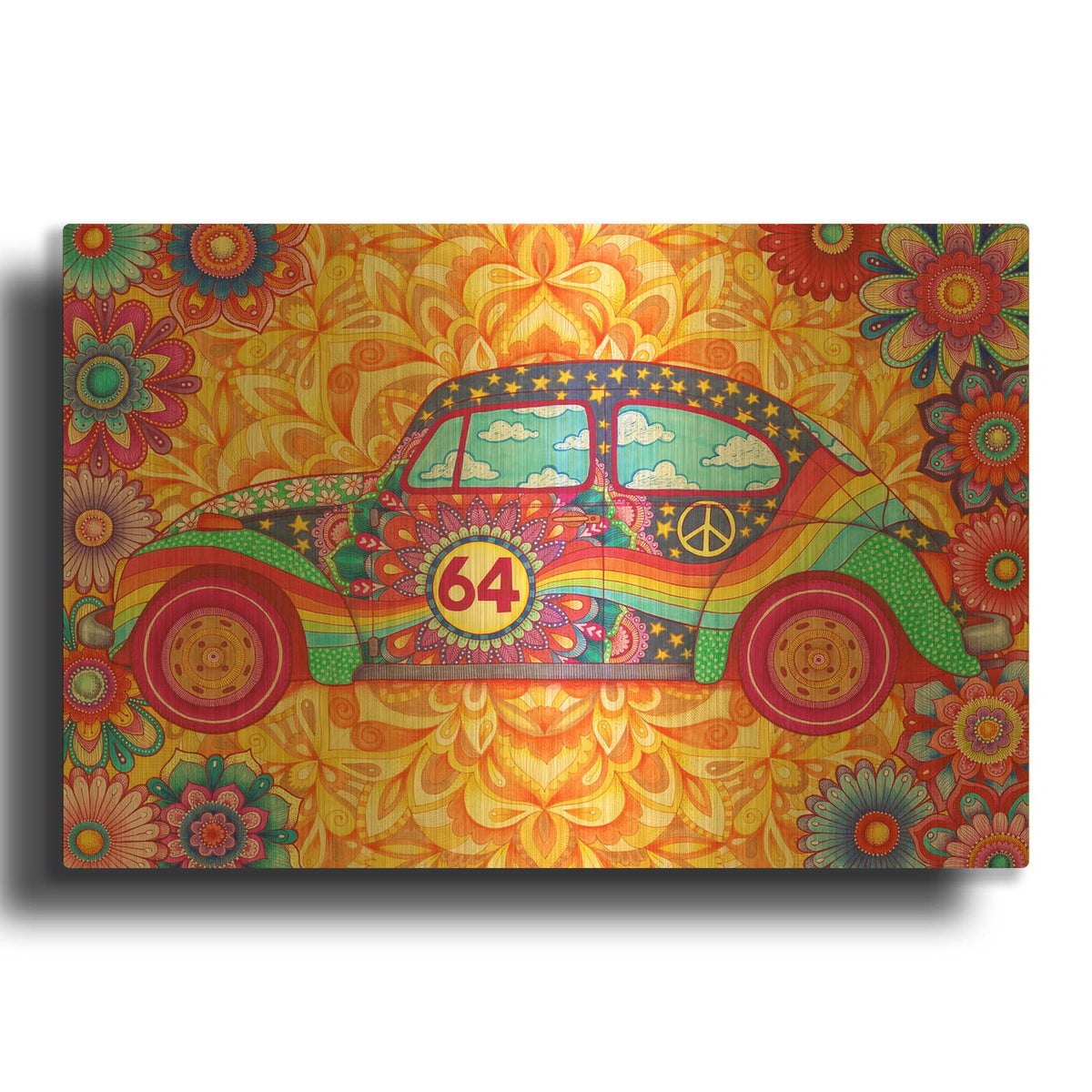 'Happy Hippiewagen' By Hello Angel Gold Metal Wall Art