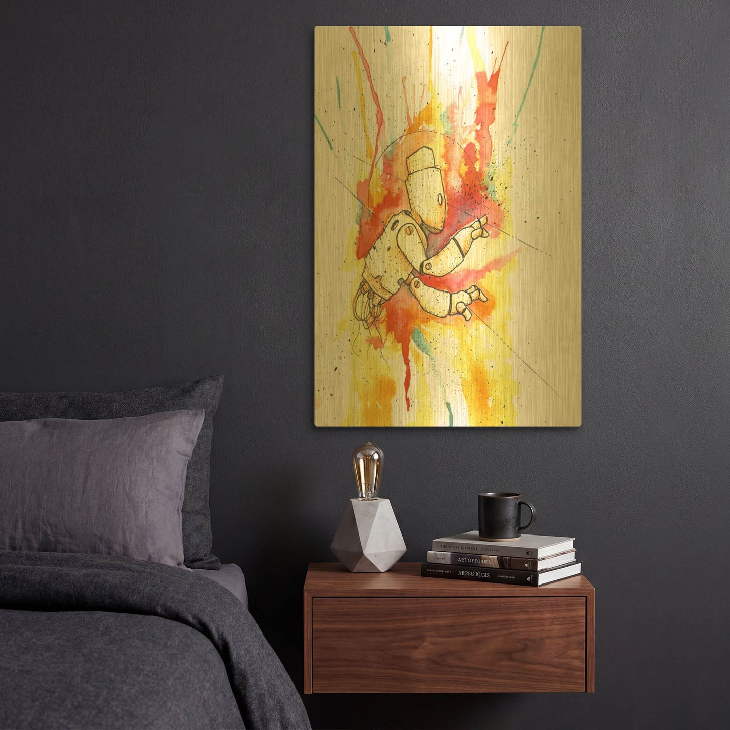'Nimbus Bot' By Craig Snodgrass Gold Metal Wall Art