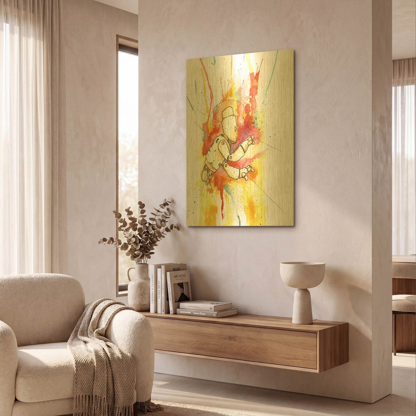 'Nimbus Bot' By Craig Snodgrass Gold Metal Wall Art