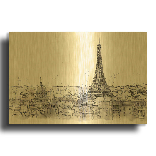 'Skyline Sketches II' By Anne Tavoletti Gold Metal Wall Art