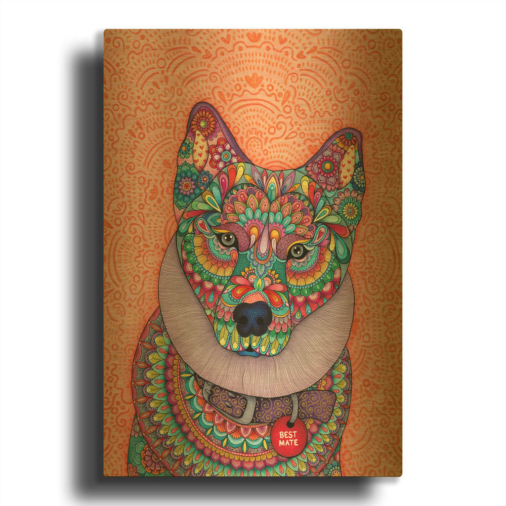 'My Favourite Husky' By Hello Angel Gold Metal Wall Art