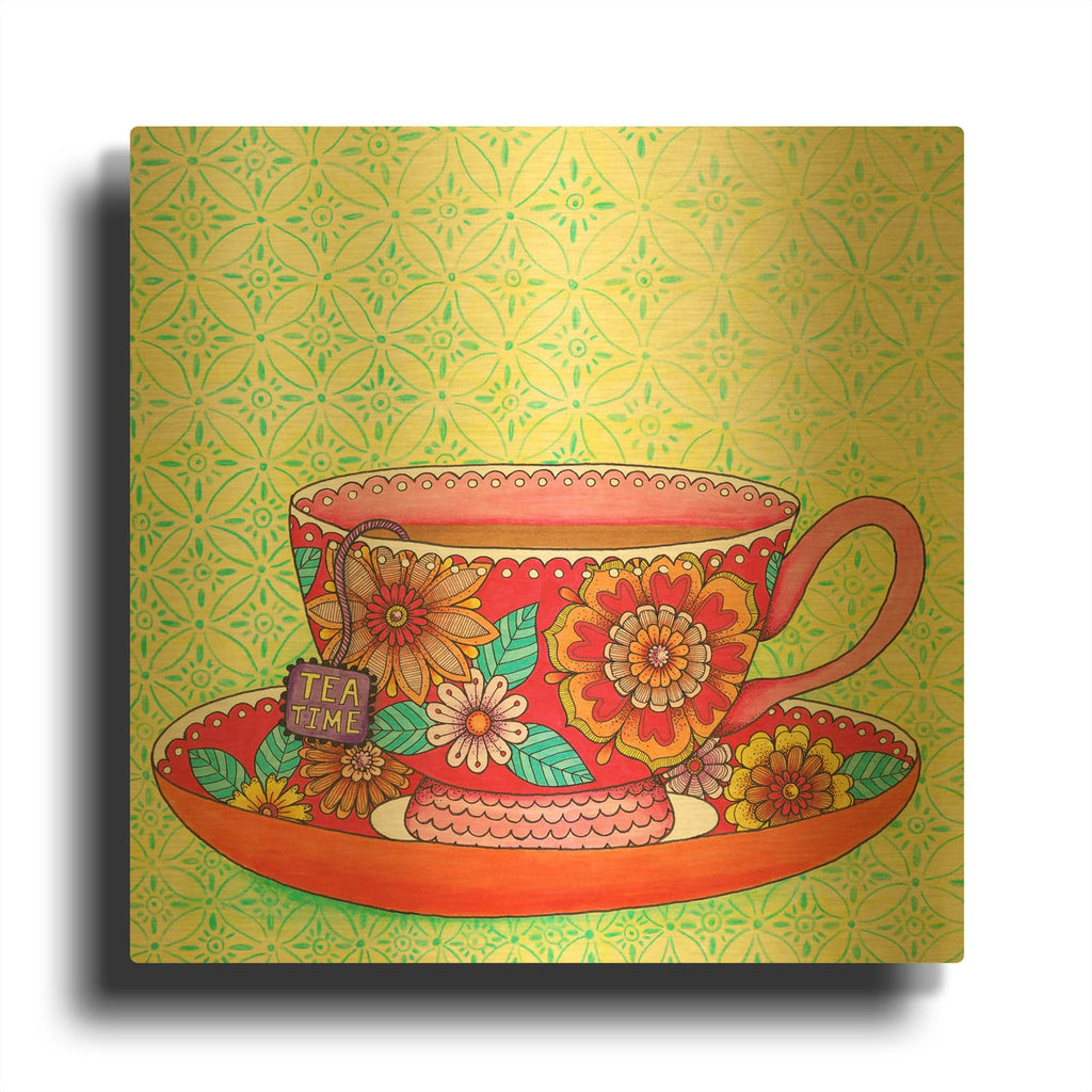 'Teatime Teacup' By Hello Angel Gold Metal Wall Art