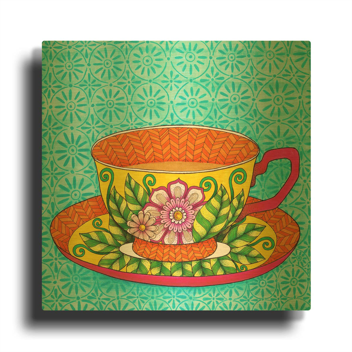 'Yellow Tea' By Hello Angel Gold Metal Wall Art