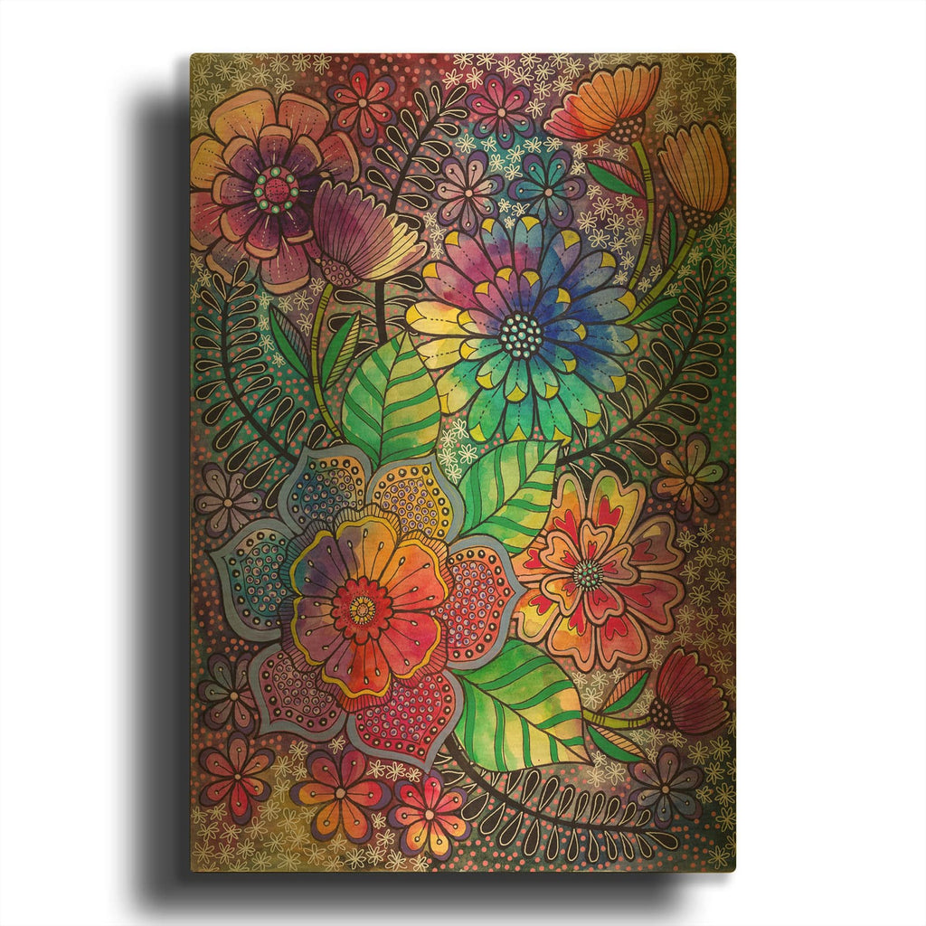 'Bohemian Blooms 2' By Hello Angel Gold Metal Wall Art