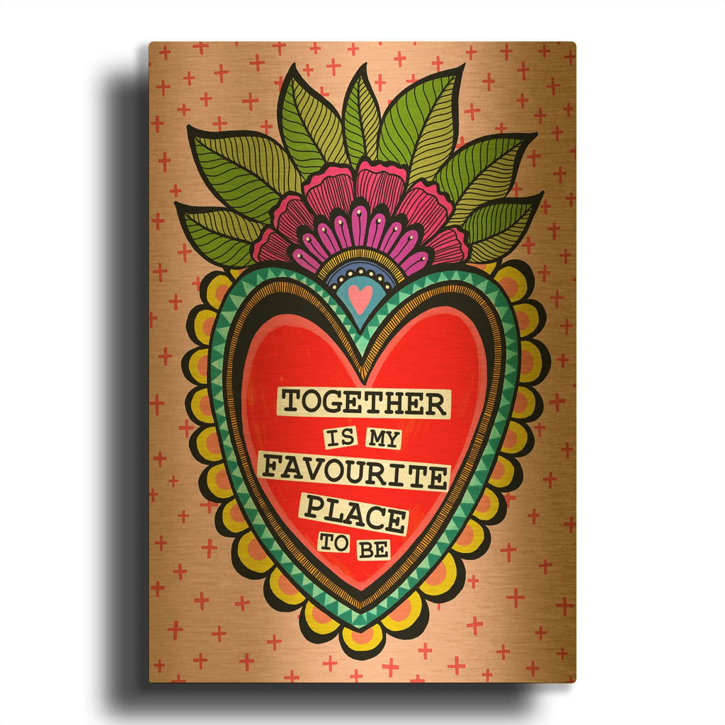 'Favourite Place Corazon Heart' By Hello Angel Gold Metal Wall Art