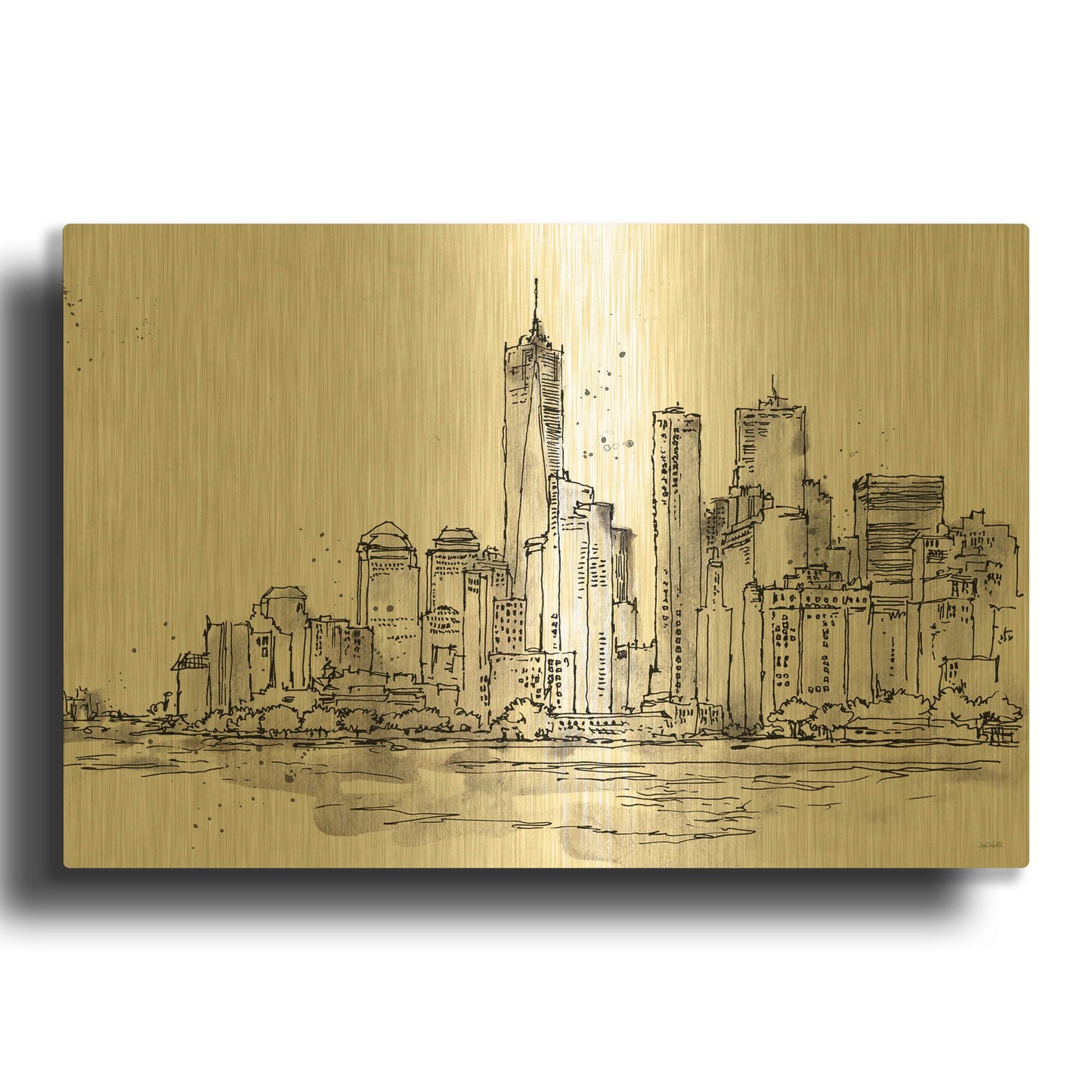 'Skyline Sketches I' By Anne Tavoletti Gold Metal Wall Art