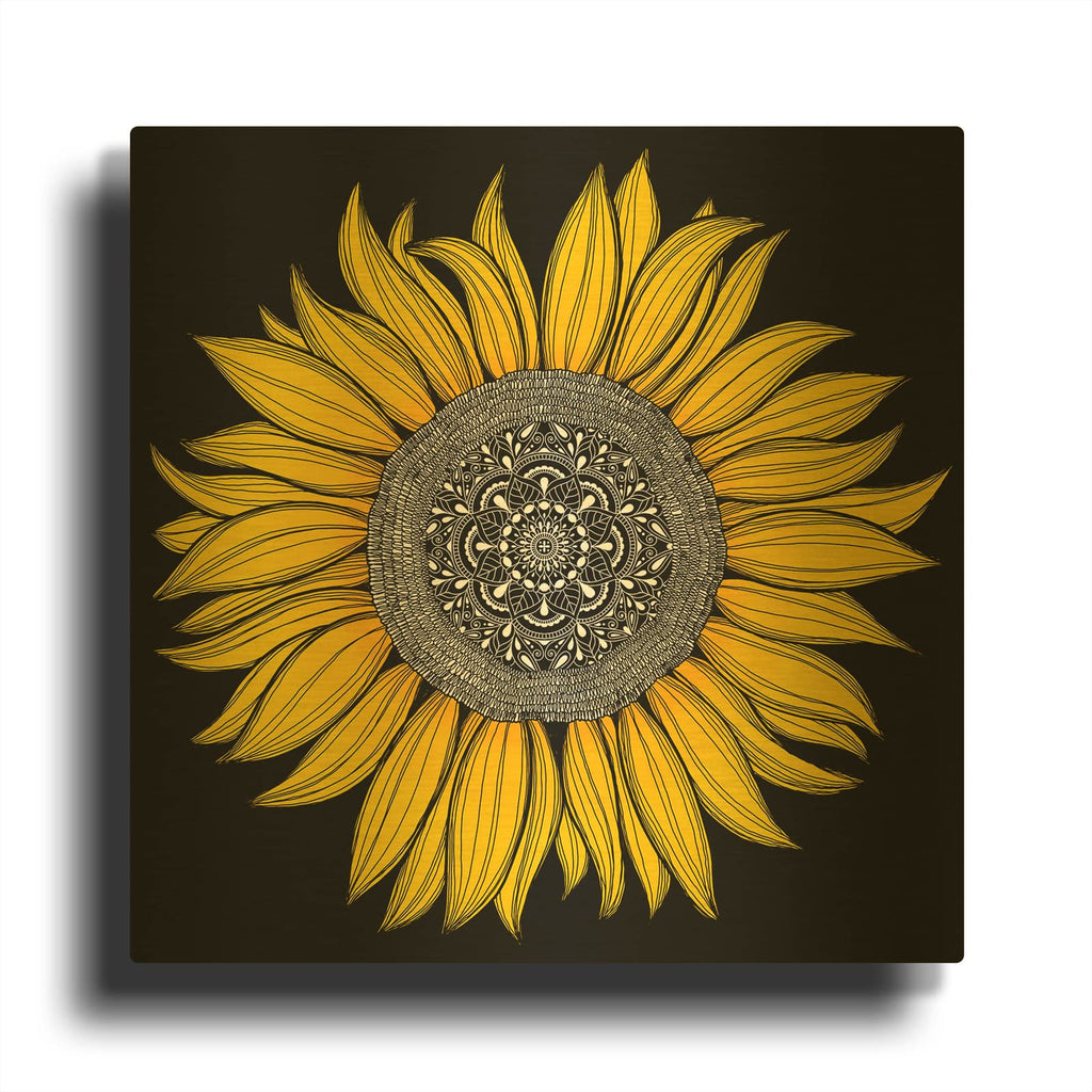'Sunflower Mandala' By Hello Angel Gold Metal Wall Art
