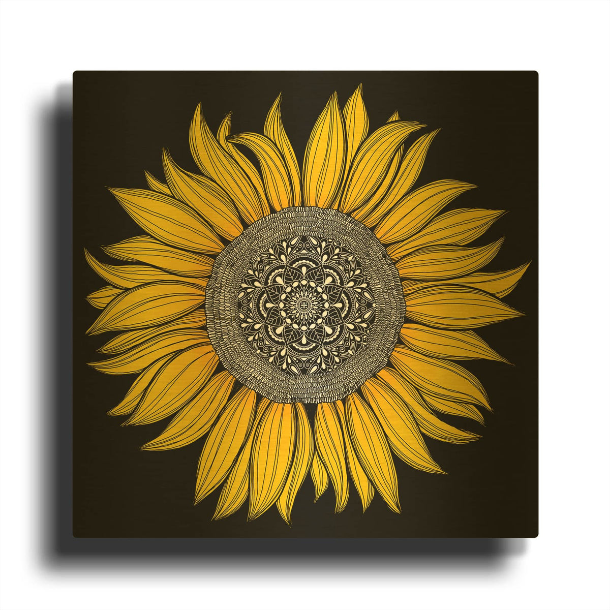 'Sunflower Mandala' By Hello Angel Gold Metal Wall Art