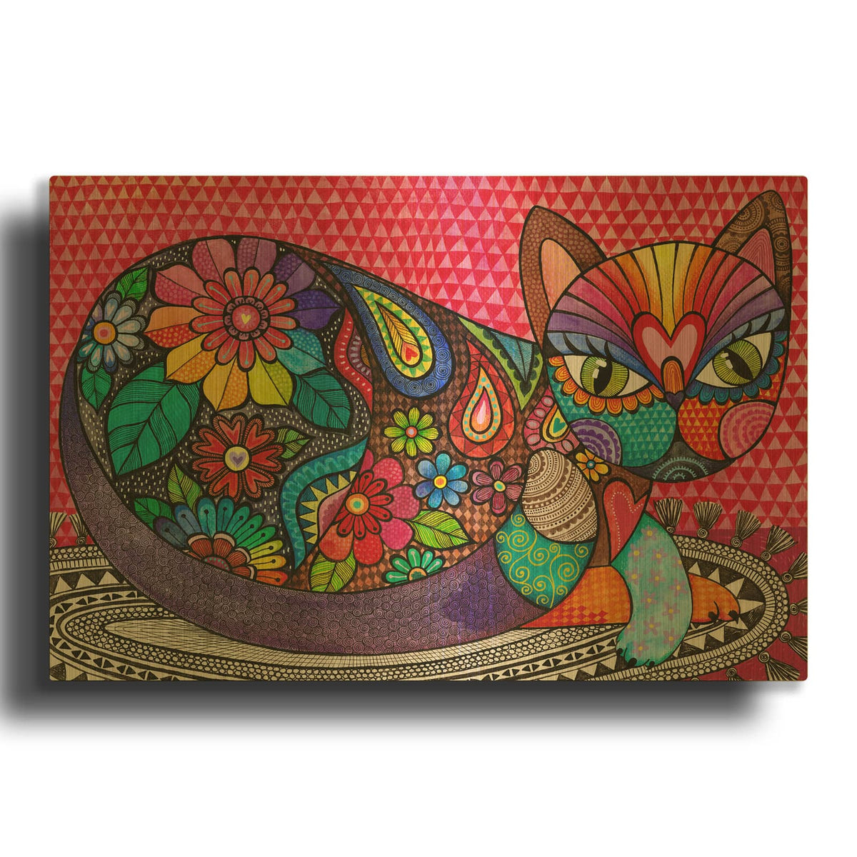 'Flower Cat' By Hello Angel Gold Metal Wall Art