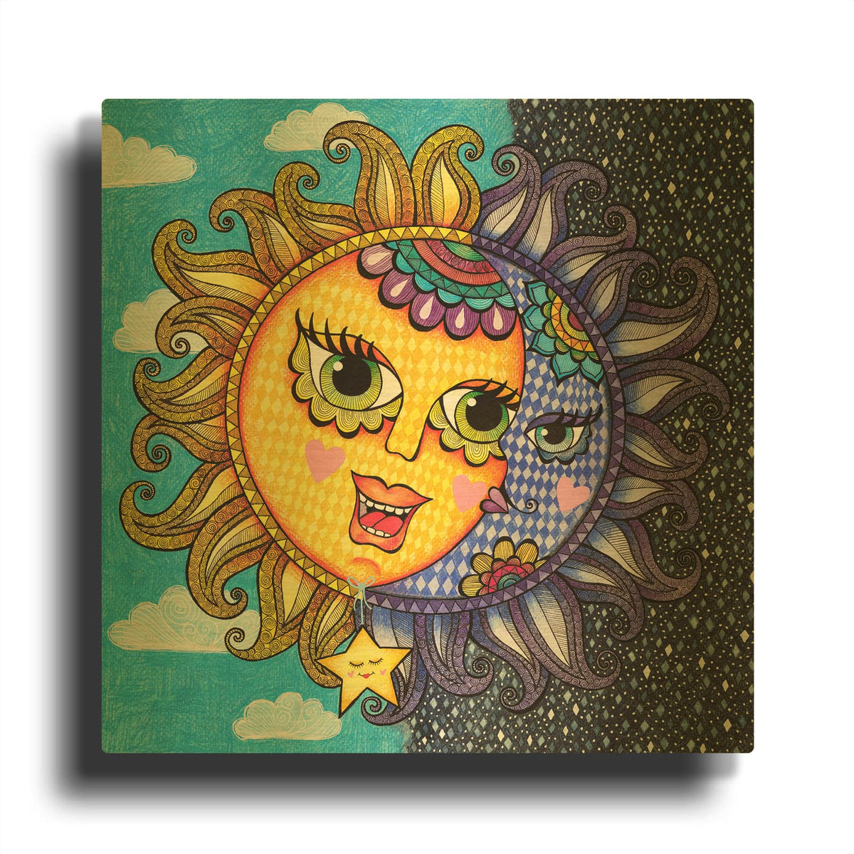 'Sun Moon Star' By Hello Angel Gold Metal Wall Art
