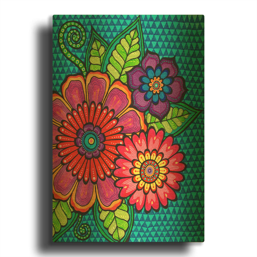 'Bright Bold Blooms 1' By Hello Angel Gold Metal Wall Art