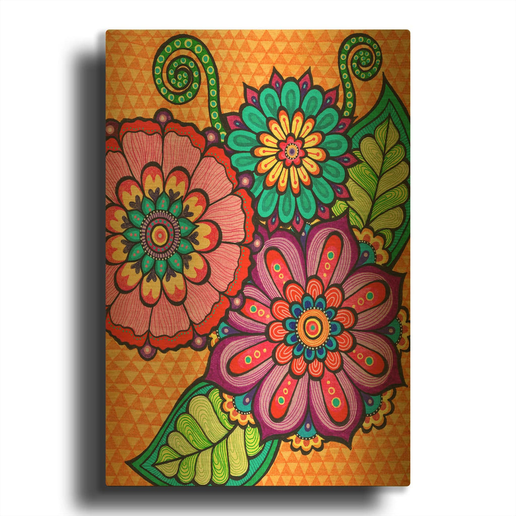 'Bright Bold Blooms 6' By Hello Angel Gold Metal Wall Art