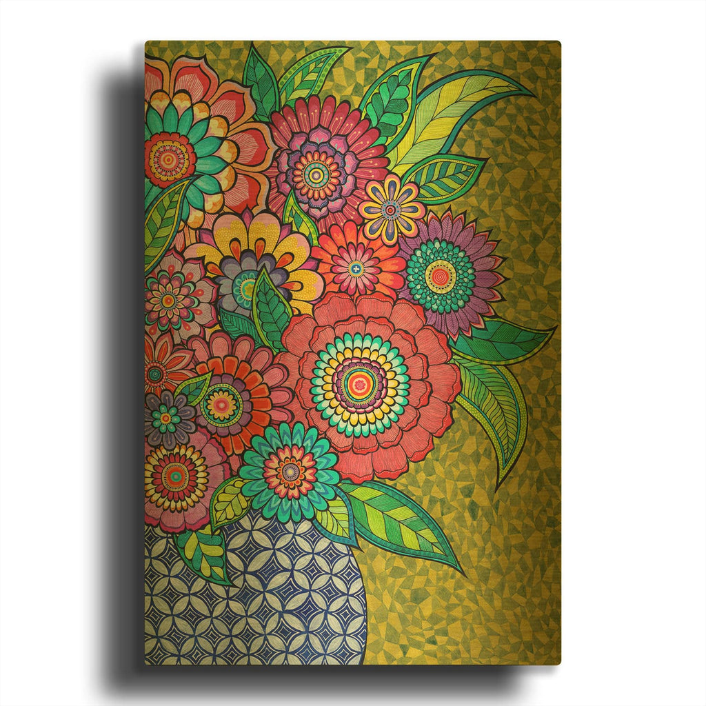 'Flowers From Friends' By Hello Angel Gold Metal Wall Art