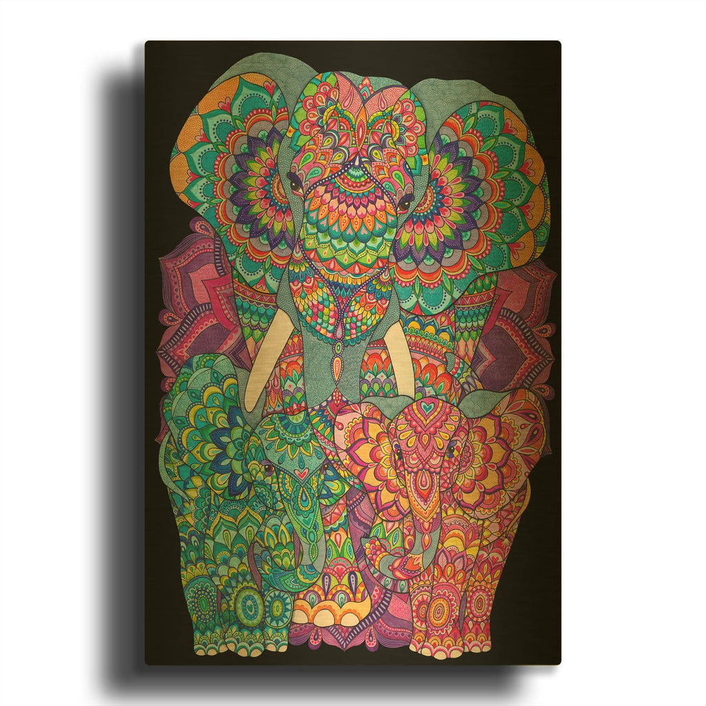 'Elephant Trio' By Hello Angel Gold Metal Wall Art