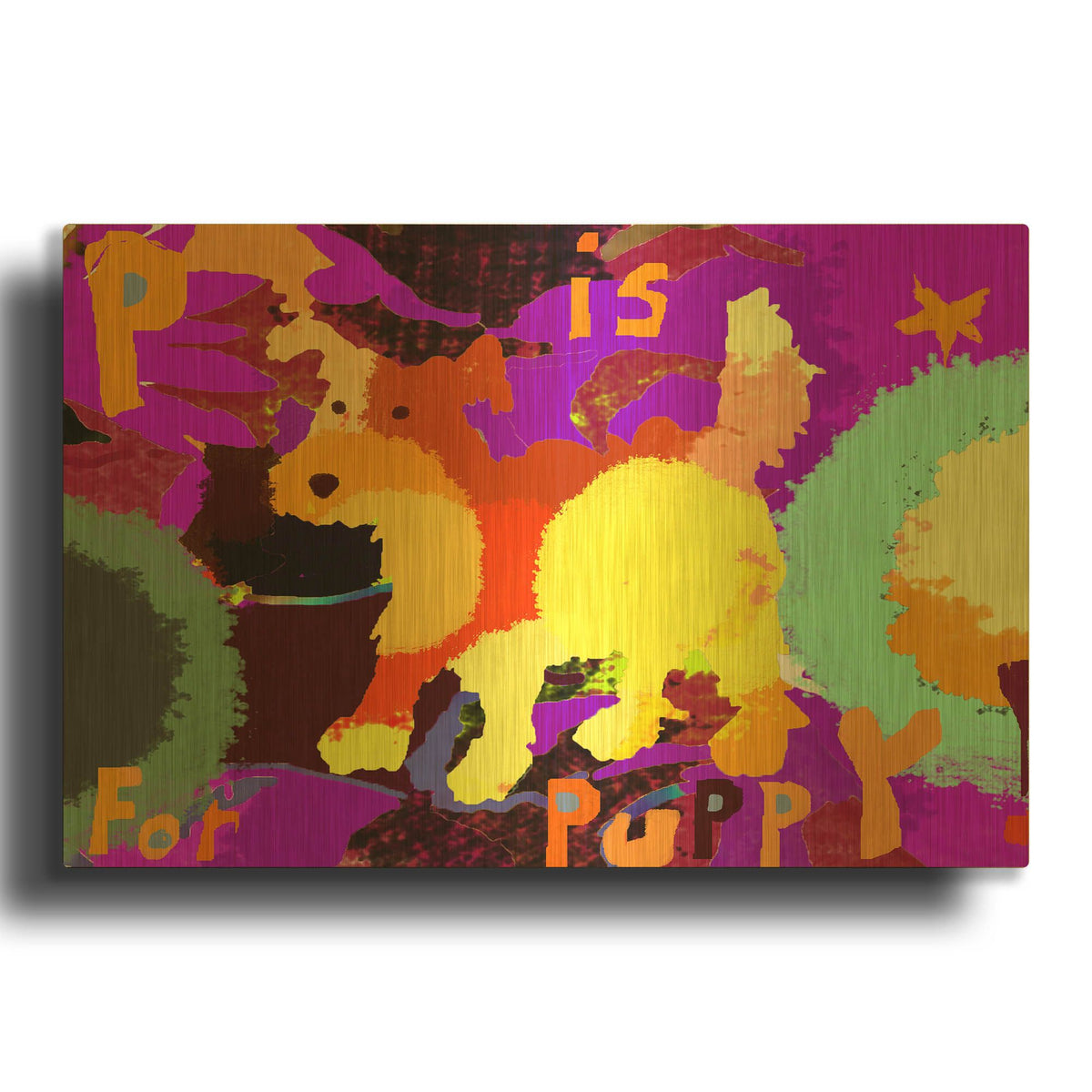 'P Is For Puppy' By Holly McGee Gold Metal Wall Art