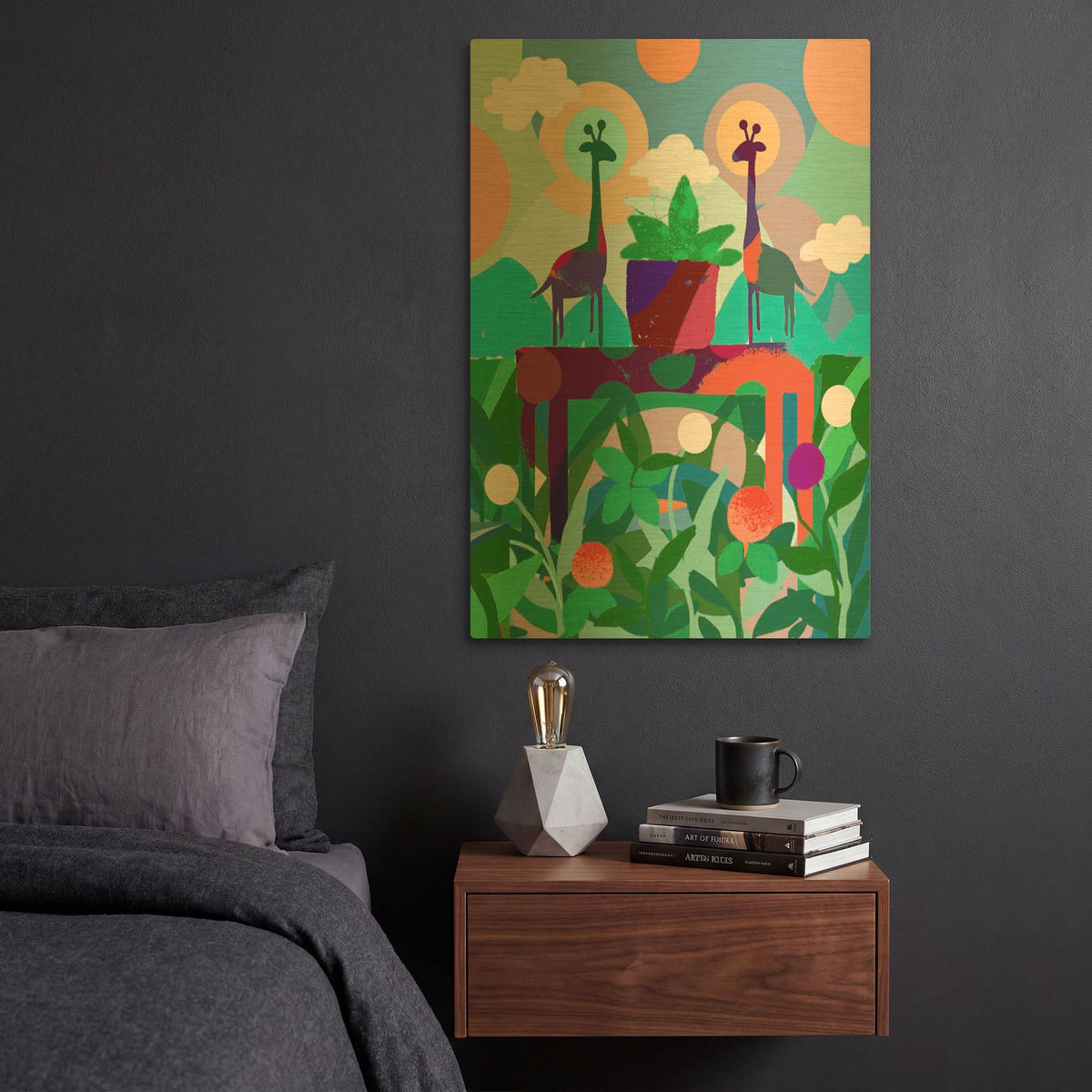 'Still Life With Two Giraffes' By Holly McGee Gold Metal Wall Art