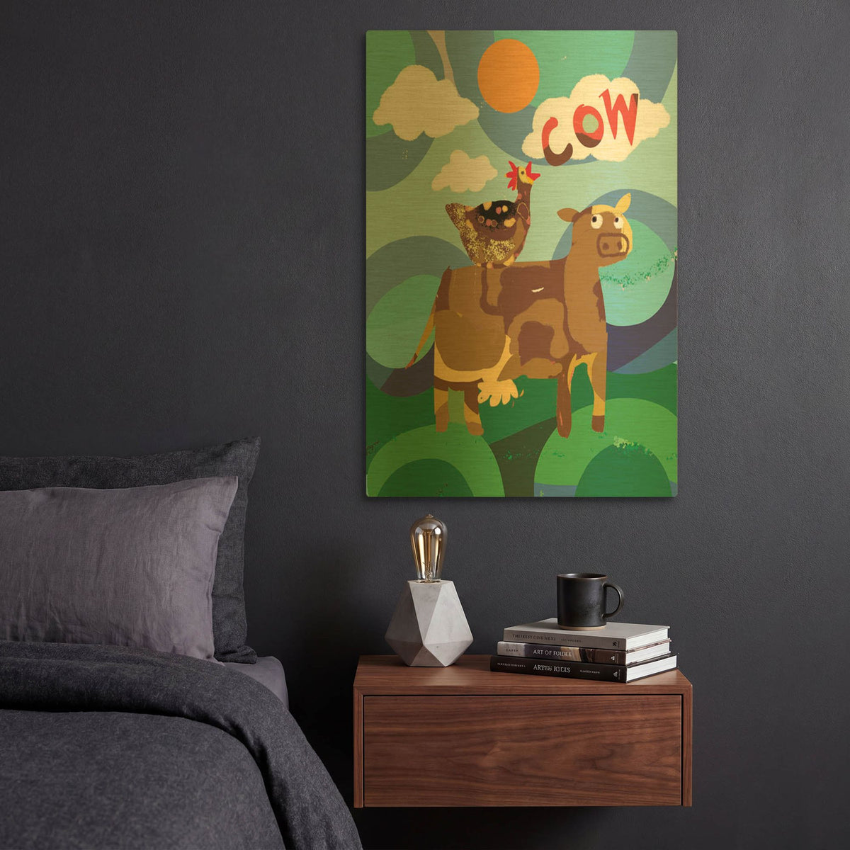 'Cow' By Holly McGee Gold Metal Wall Art