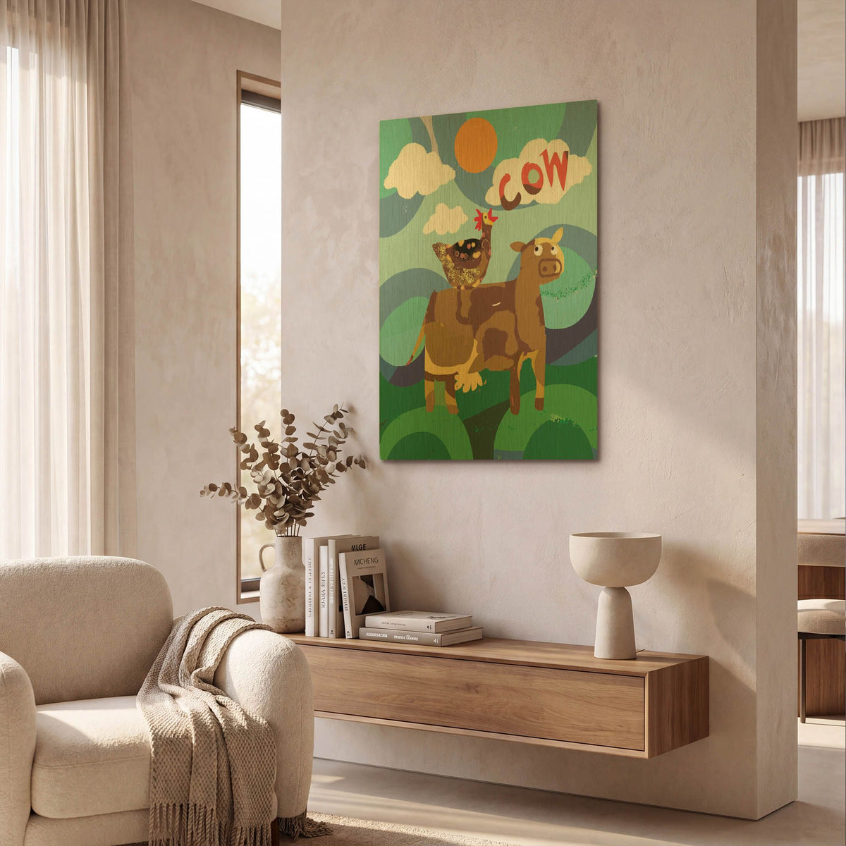 'Cow' By Holly McGee Gold Metal Wall Art