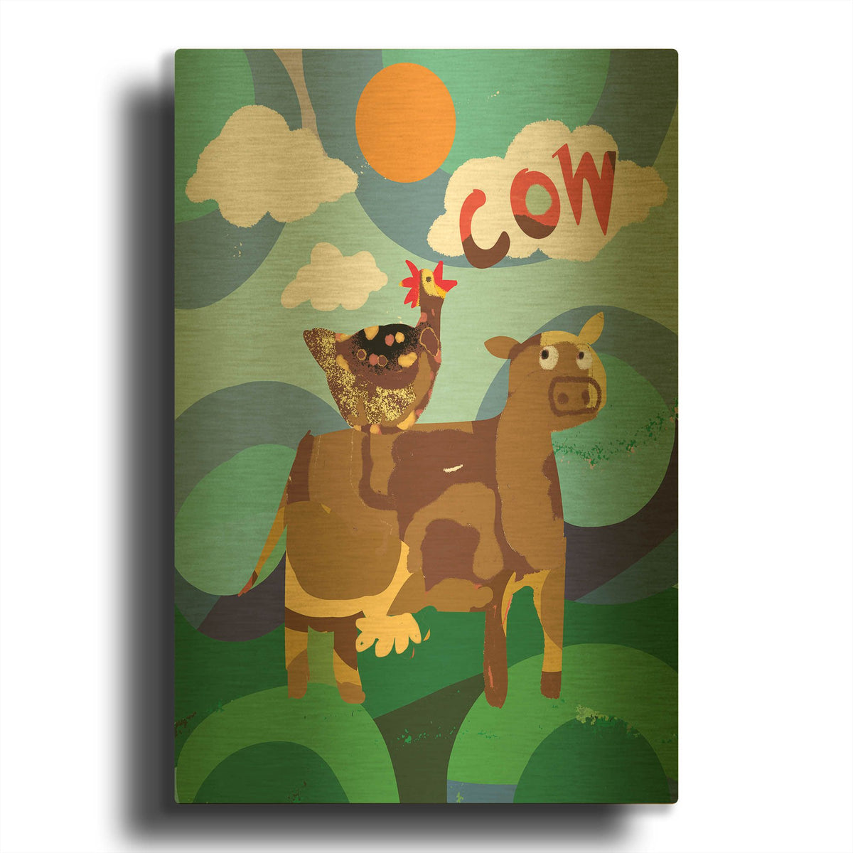 'Cow' By Holly McGee Gold Metal Wall Art