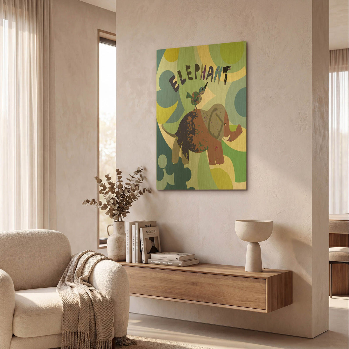 'Elephant' By Holly McGee Gold Metal Wall Art