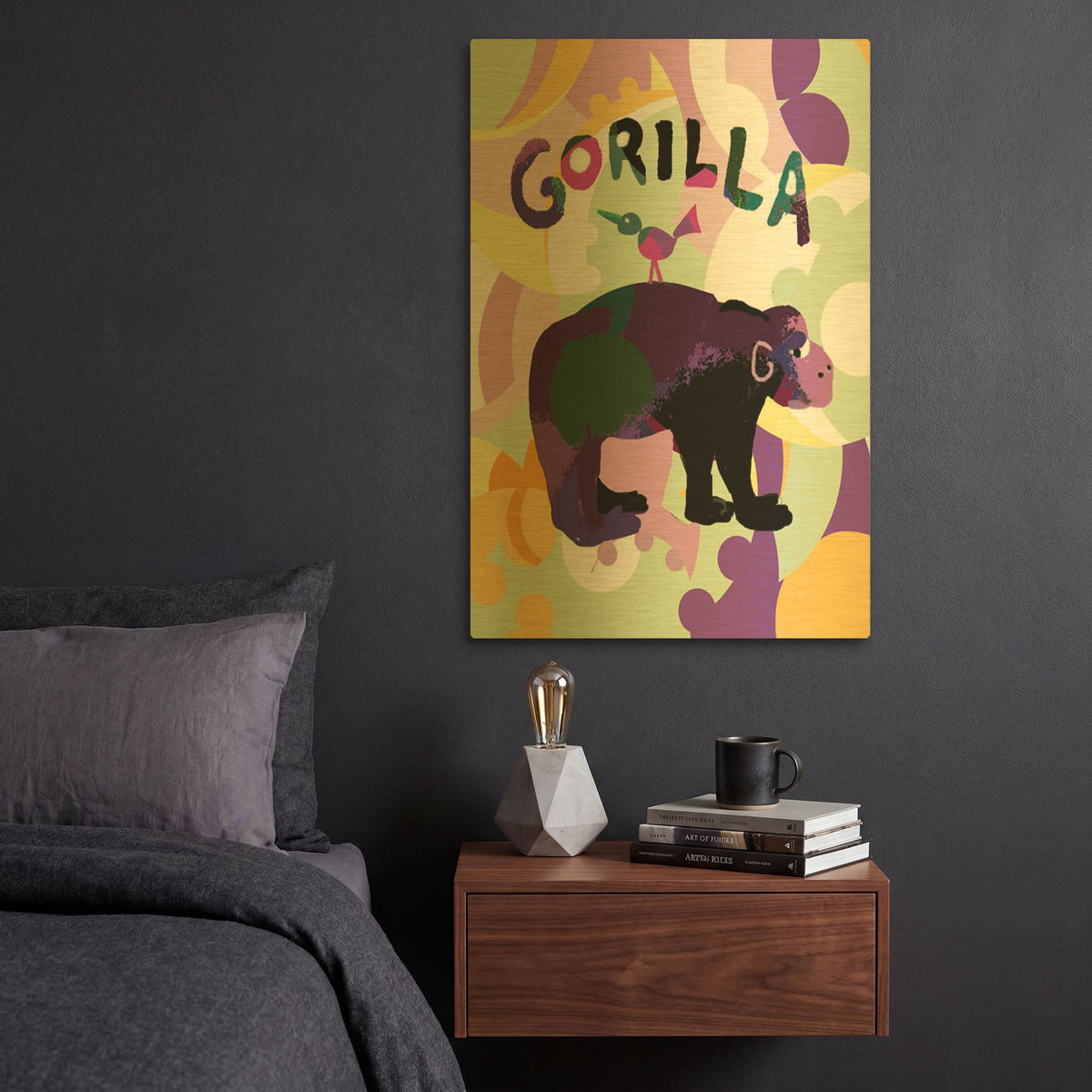 'Gorilla' By Holly McGee Gold Metal Wall Art