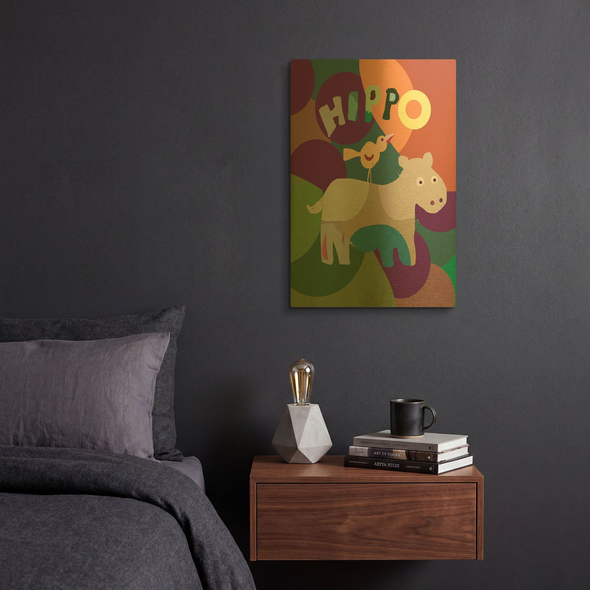 'Hippo' By Holly McGee Gold Metal Wall Art