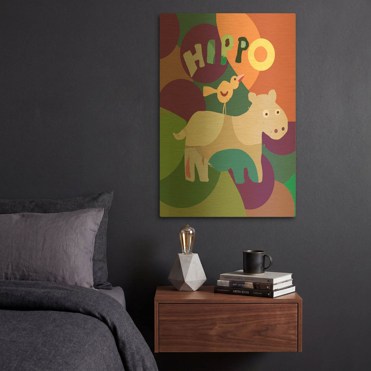 'Hippo' By Holly McGee Gold Metal Wall Art