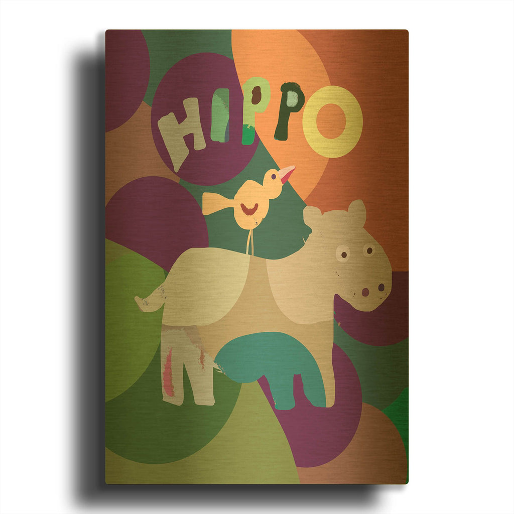 'Hippo' By Holly McGee Gold Metal Wall Art