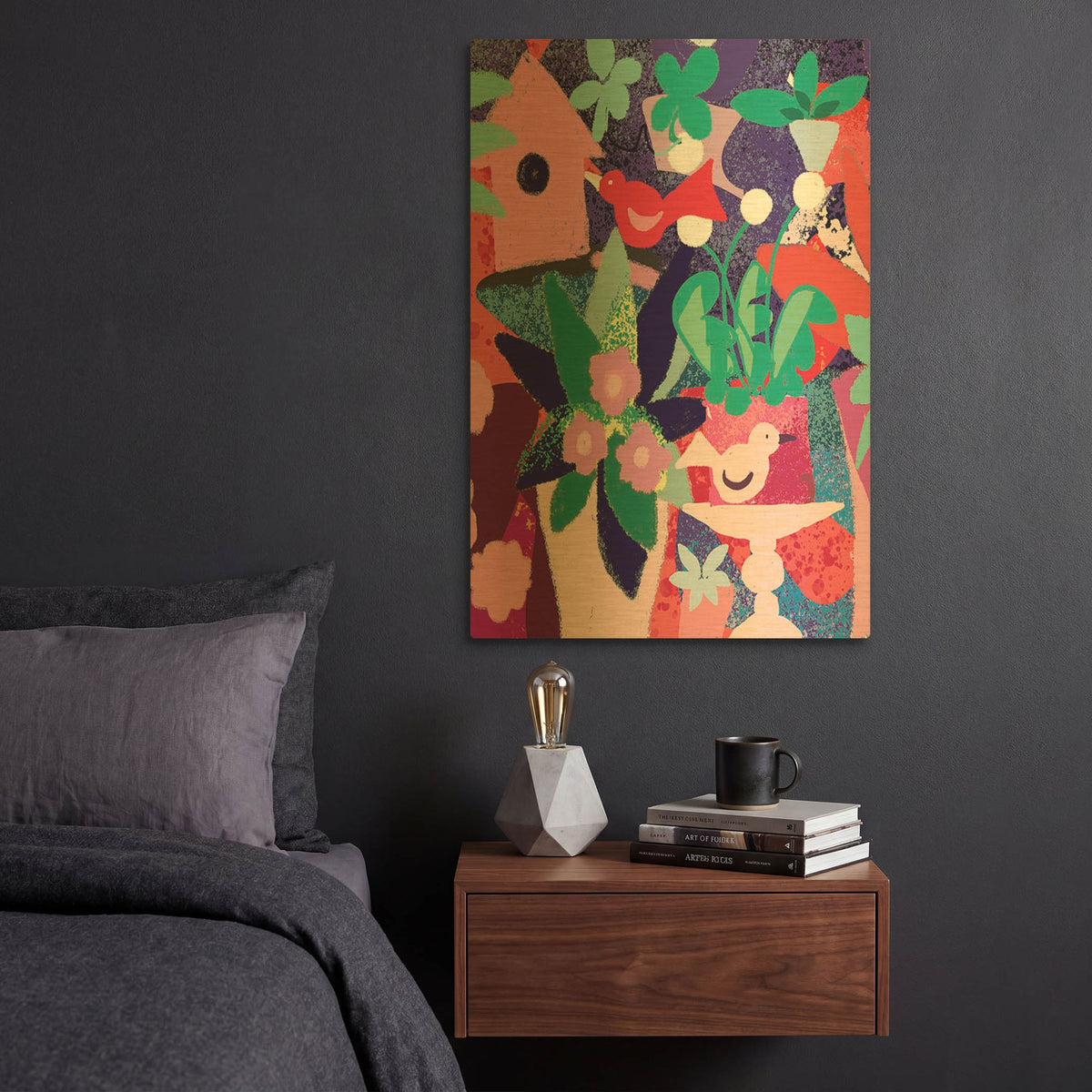 'Birdhouse Collage' By Holly McGee Gold Metal Wall Art
