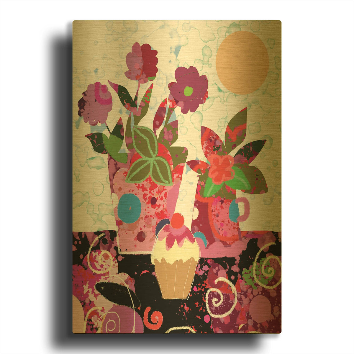 'Cupcake Still Life' By Holly McGee Gold Metal Wall Art